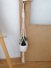 Macrame visací držák na květiny s květináčem - 3