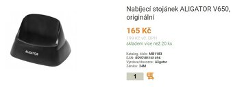 512 - Nabíjecí stojánek ALIGATOR V650, originální za 30% - 3