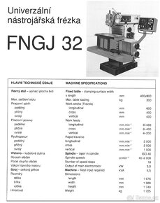 Univerzální nástrojářská frézka FNGJ32 - 3