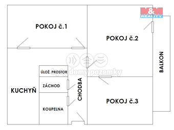 Pronájem bytu 3+1, 68 m², Dobruška, ul. Za Universitou - 3