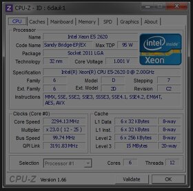 Xeon E5 2620 2,0-2,5 GHz 6j./12vl. až 384GB DDR3-1333 - 3