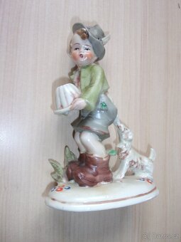 STARÁ PORCELÁNOVÁ FIGURKA - KLUK, BÁBOVKA A PES - 3