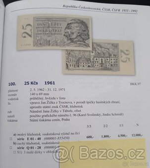 25kčs 1961 Jan Žižka Vzácná série E20 - 3