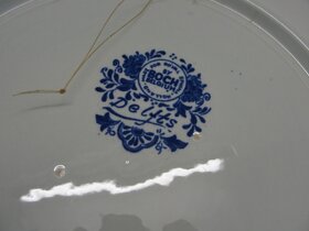 Porcelán, závěsný talíř kůň - Delfts Boch, 41cm - 3