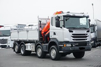 Scania G400 8x4 - třístranný sklápěč s hydraulickou rukou - 3