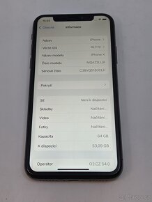 iPhone X 64gb black. Top stav. Baterie 100%. Záruka 6 měsíců - 3