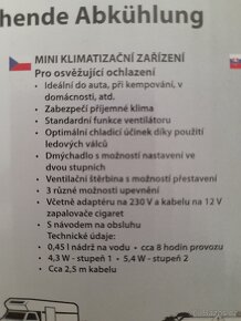 Mini klimatizace do auta / kempování 12V i 230V adaptér NOVÁ - 3