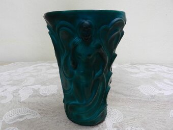 Nevídaná Art Deco zelená Váza Akty Malachit Jade - 3