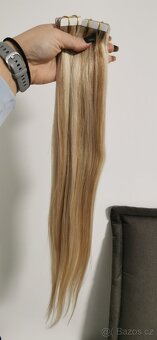 Vlasové pásky tape in 60cm blond - 3