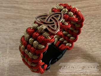 PARACORD náramek TRIQUETRA (19 cm) red - bronze - 3