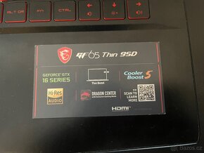 Prodám notebook MSI GF65 Thin 9SD-093CZ kovový - 3