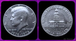 ✅ USA stříbrný výroční Half Dollar Kennedy 1976 D - 200 let - 3