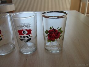 5x RETRO SKLENICE HOŘČIČÁK A RŮŽE + PŮLLITR KOZEL - 3