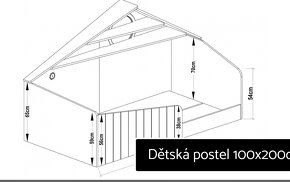 Postel  pro deti bila/seda 100x200 - 3