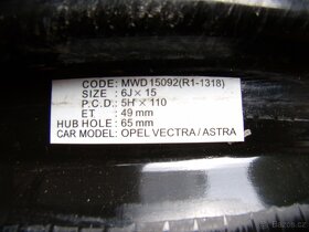 Plechové disky OPEL ASTRA G, VECTRA B  5x110 6x15 ET49 - 3