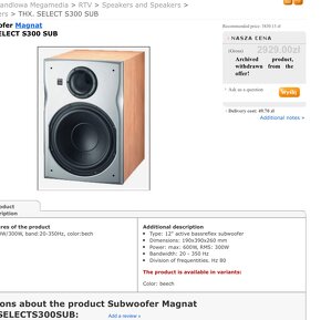 Aktivni subwoofer magnat thx select S300 - 3