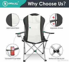 Homecall Skládací kempinková židle s loketní opěrkou - 3