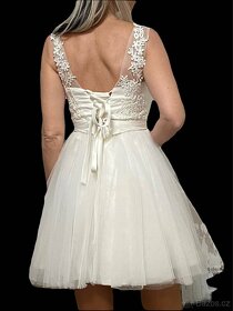 Kouzelné bílé svatební/ plesové mini šaty - XS/S/M - 3