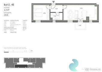 Byt B-4E, 2+kk, balkon - 3