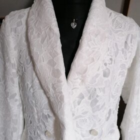 Krásné-luxusní bílé dlouhé krajkové sako vel.40-44 - 3