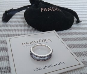 Pandora stříbrný prsten prstýnek 925 Pavé Signature 54 vel - 3