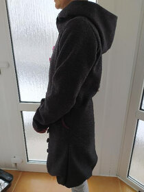 Dámský šedý zimní kabát s kapucí - 3