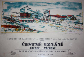 Čestné uznání kamenolom Blatná 1978 grafika - 3