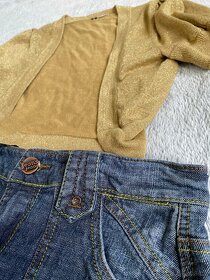 Jeans sukně a zlatě třpytivé bolerko - 3