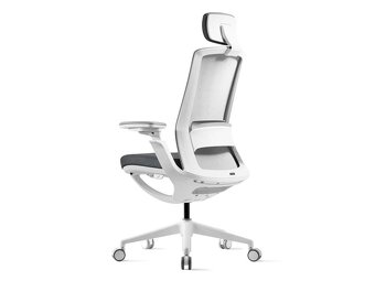 Ergonomická židle ROLY White — síť, látka, bílá s podpierkou - 3