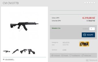 Prodám "NOVÉ" AK-103 Magpul/Zhukov (CYMA CM.077B) 135 m/s - 3