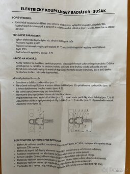 Elektrický koupelnový radiátor-sušák - 3