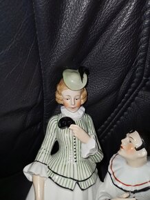 Fasold Stauch Pierrot a kolombína porcelán soška - 3