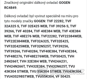 GOGEN - Značkový originální dálkový ovladač GOGEN RC4849 - 3