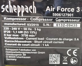 SCHEPPACH kompresor AirForce3 8bar 1,1 kW - 3