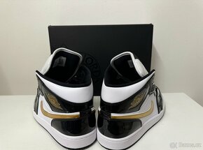 Nike Air Jordan 1 Mid SE Patent Black White Gold - 3