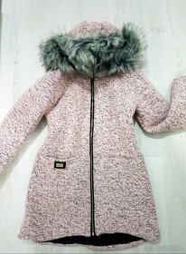 Nádherný, úžasný, růžovo šedý krásný delší teplý kabát,parka - 3
