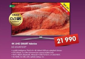 4K 65" 164cm AI LED TV LG,spousta funkcí,magic ovl.,top stav - 3