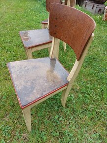3x starožitná kuchyňská židle z masivu - 3