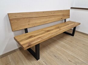 Nová lavice drásaný dub masiv 220 cm - 3