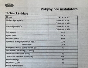 Prodám ledničku s mrazákem Zanussi ZRT 623 W - 3