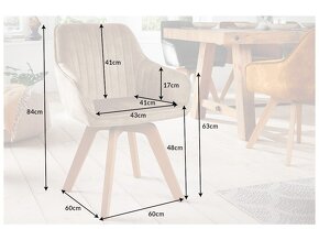 Moderní otočná židle béžová s područkami - 3