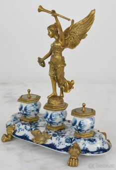 Zámecký kalamář s bohyní - porcelán + bronz - 3