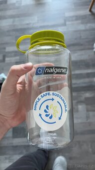 Nalgene láhev, 1l, široké hrdlo, průhledná / zelená - 3