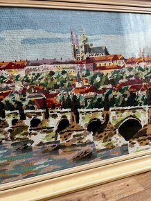 Vyšívaný obraz gobelín Praha, Karlův most, Pražský hrad - 3
