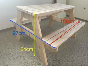 Dětské posezení z masivu (piknikový, pivní set, lavice) - 3