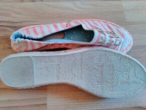 Nové espadrilky pruhované béžovo korálová s mořským koníkem - 3