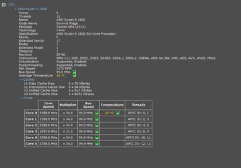 Procesor AMD Ryzen 5 1600, 6jádrový, 12 vláken, Boost 3,6GHz - 3