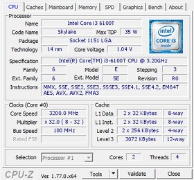 i3-6100T 3,2Ghz 2j./4vl. TDP jen 35W LGA 1151 Skylake - 3