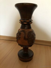 Ručně vyřezávaná dřevěná váza orig. Bulhasko - 3