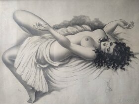 Malovaný obraz - Jaroslav Štika, Akt ženy 46cm x 64cm - 3